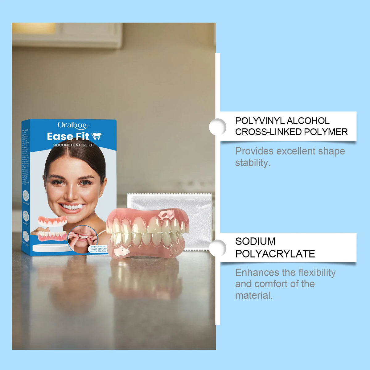 Comfortable Silicone Full Denture Set for Natural Smile Restoration