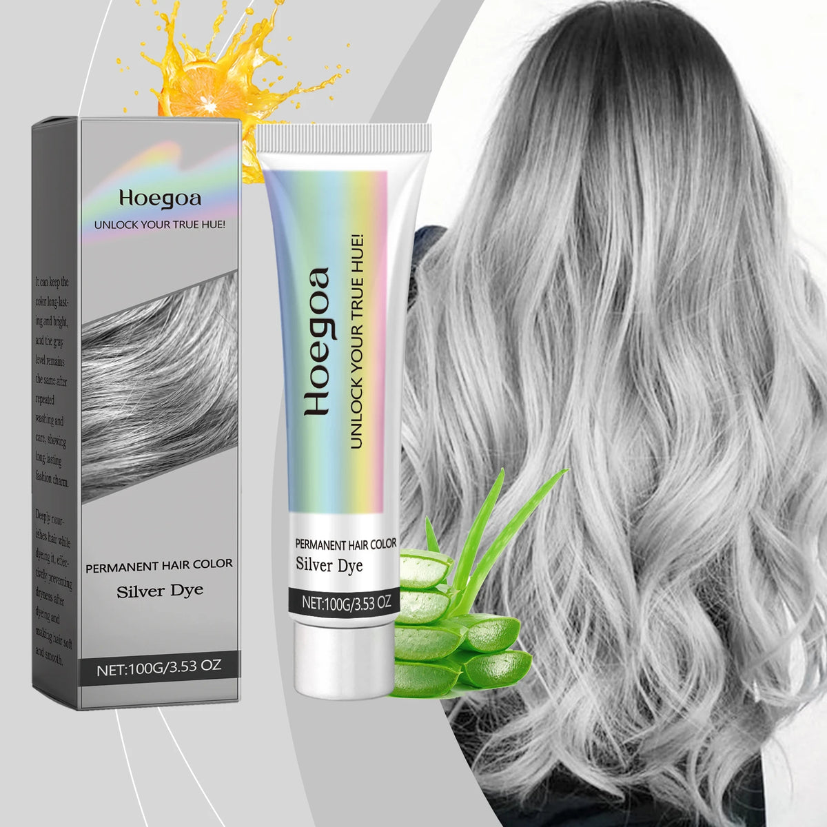 Permanent Silver Gray Hair Dye Cream