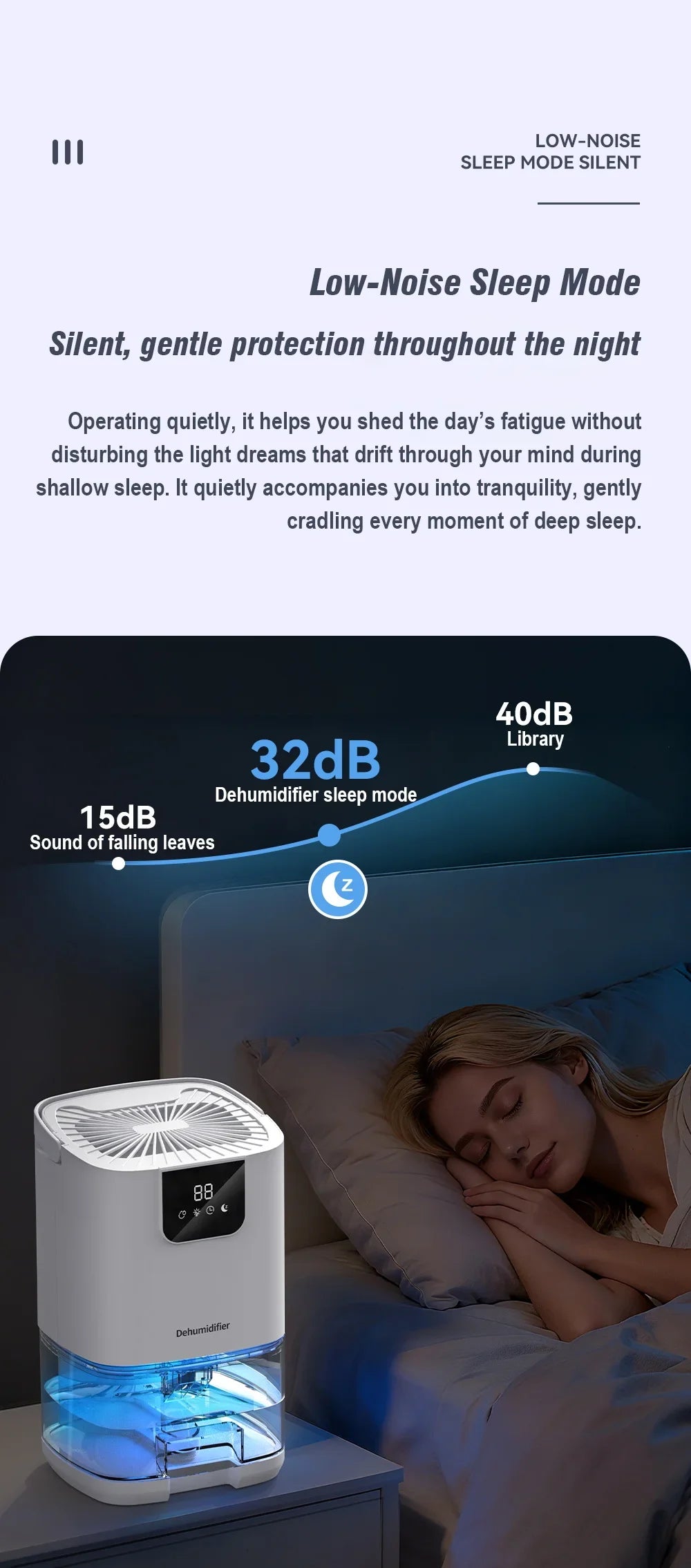 1000ML Portable Smart Dehumidifier for Home and Bedroom