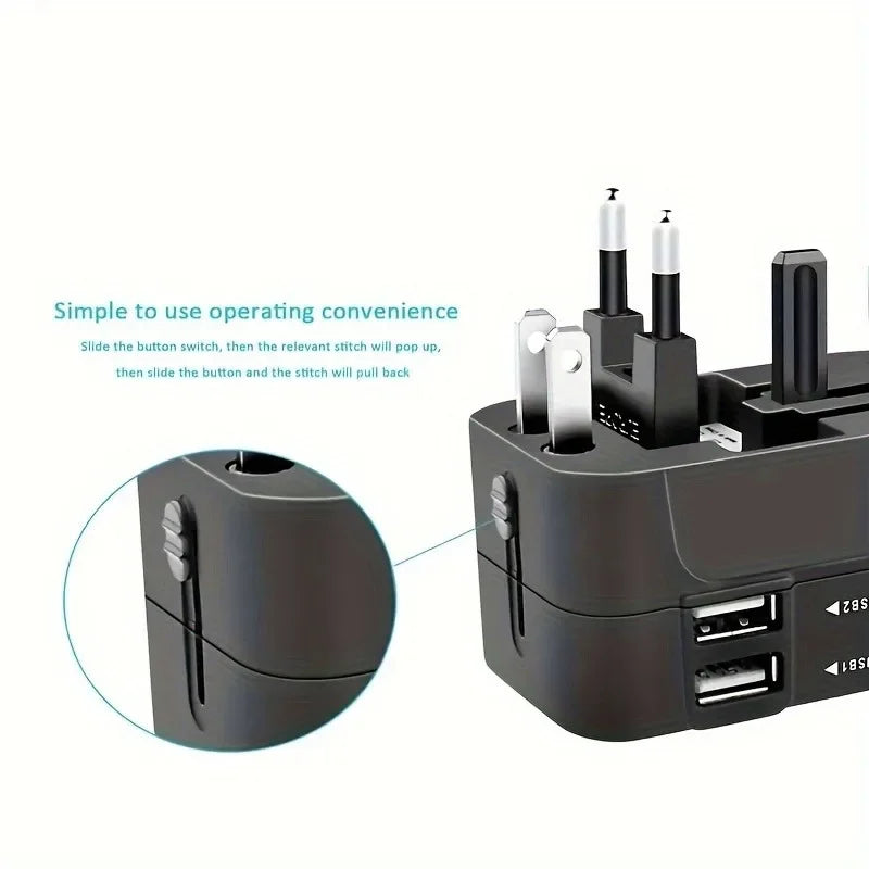 Universal Worldwide Travel Adapter with Dual USB Ports