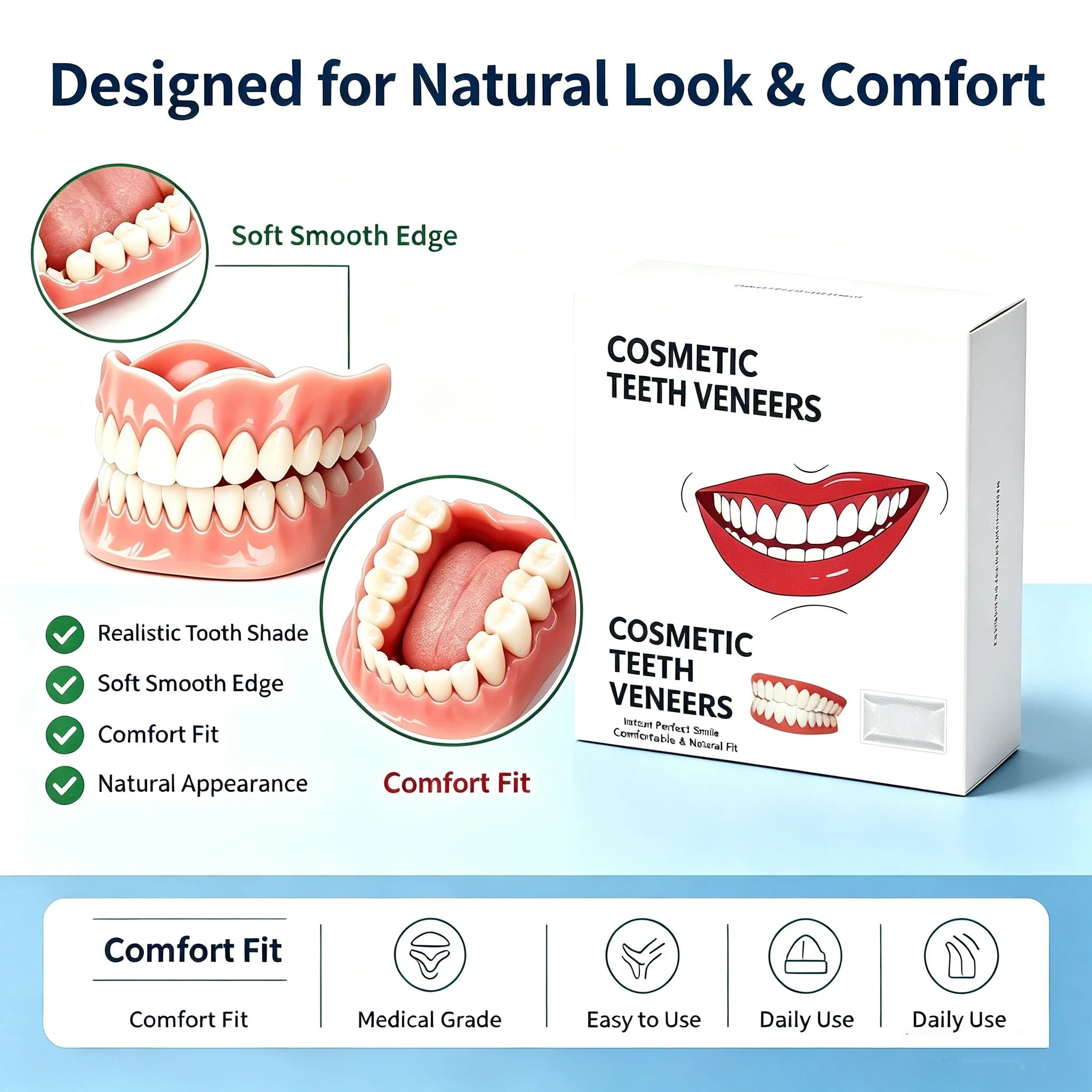 Comfortable Silicone Denture Set for Daily Oral Care - 9