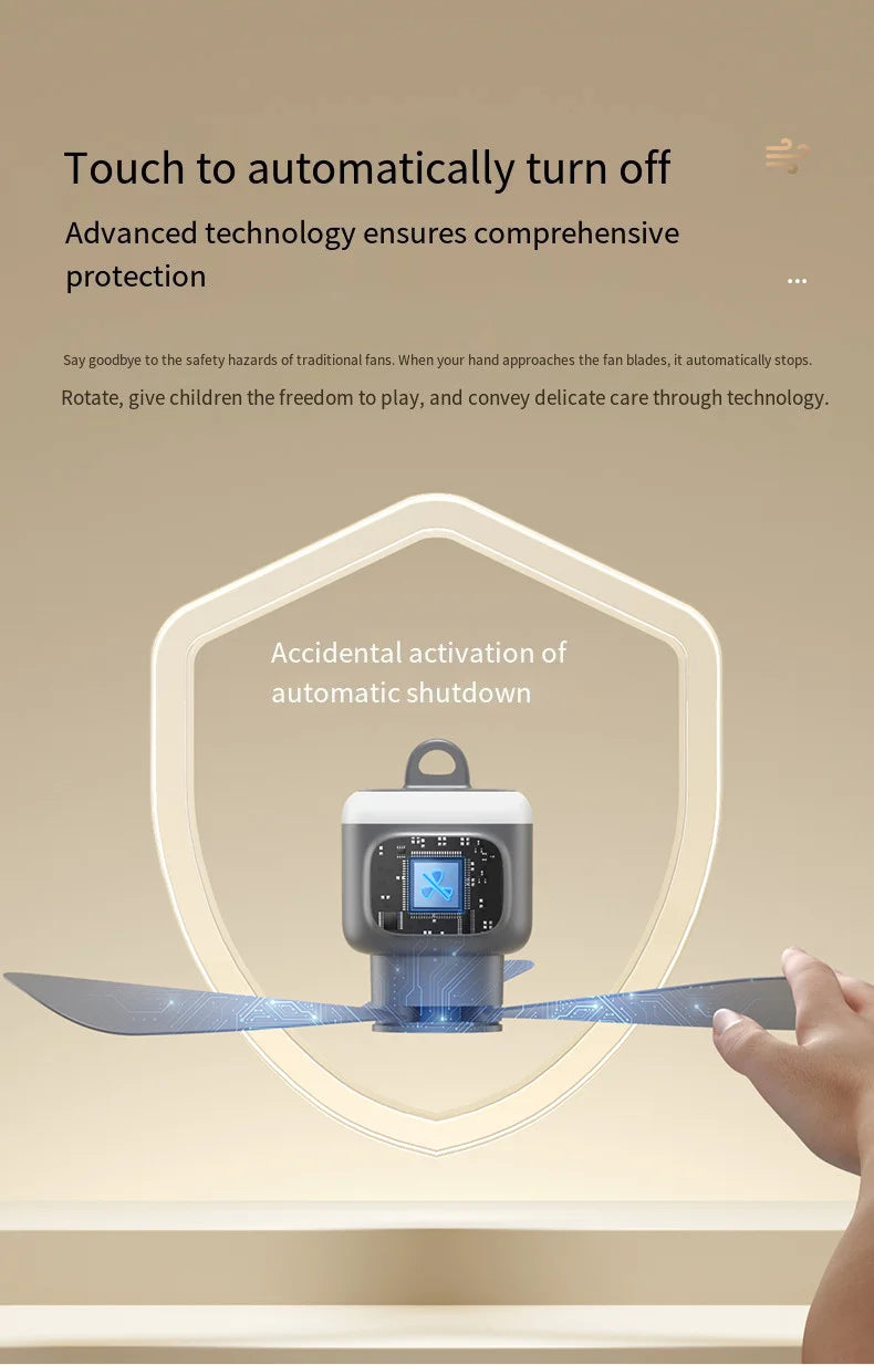 Portable Rechargeable Ceiling Fan with LED Light for Camping - 18