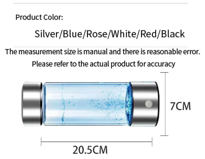 Portable Hydrogen-Rich Water Generator Bottle