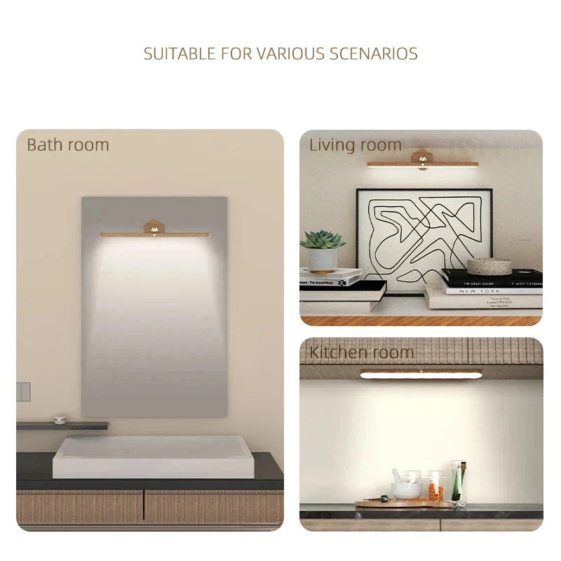 Portable Rechargeable Wooden Magnetic LED Wall Lamp - 3