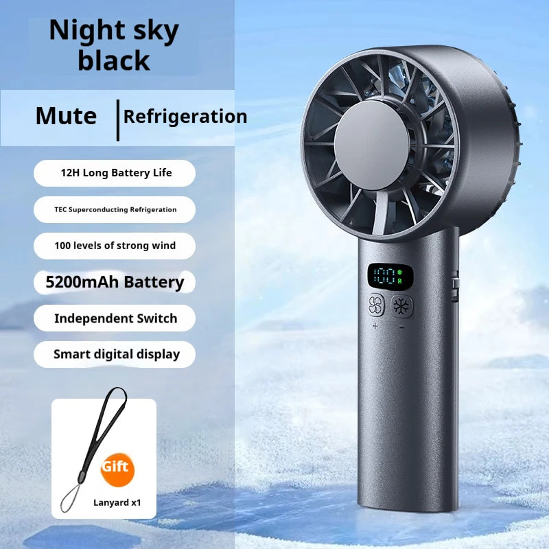 Portable Handheld Cooling Fan with Ice Compress Technology