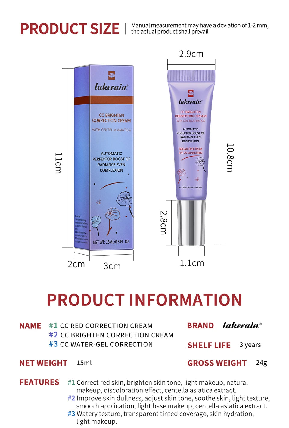 Color Correcting CC Cream Makeup Base - 14