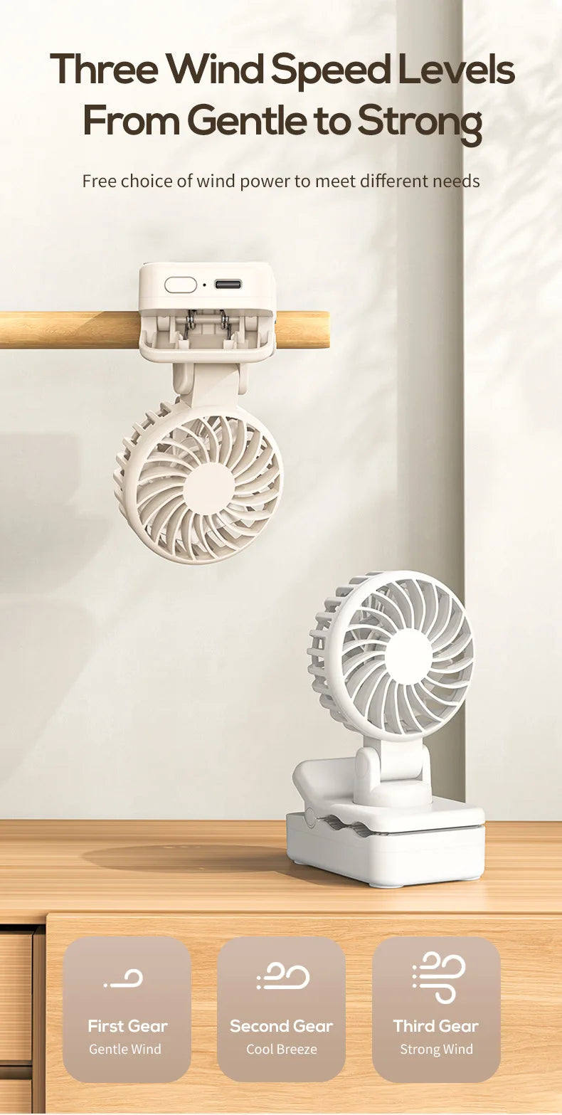 Portable USB Rechargeable Clip-On Cooling Fan - 12