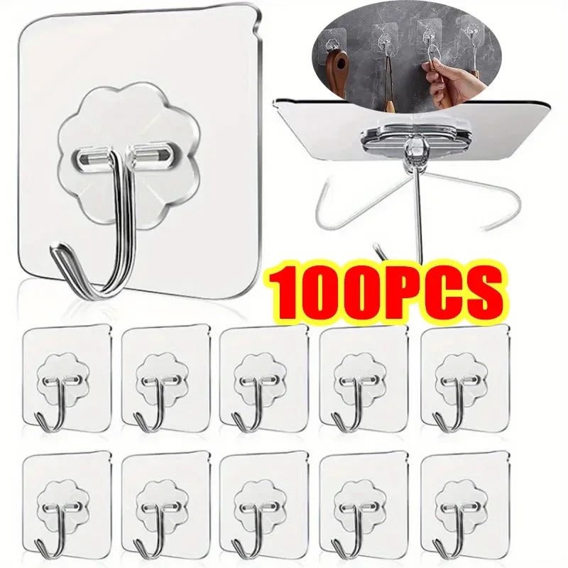 Transparent Self-Adhesive Heavy Duty Wall Hooks