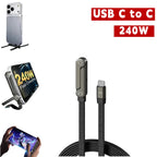 240W Fast Charging Cable with Integrated Phone Stand