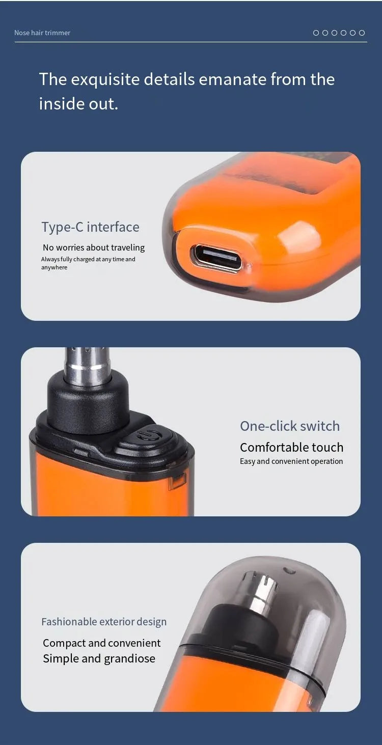 Rechargeable Portable Nose and Ear Hair Trimmer