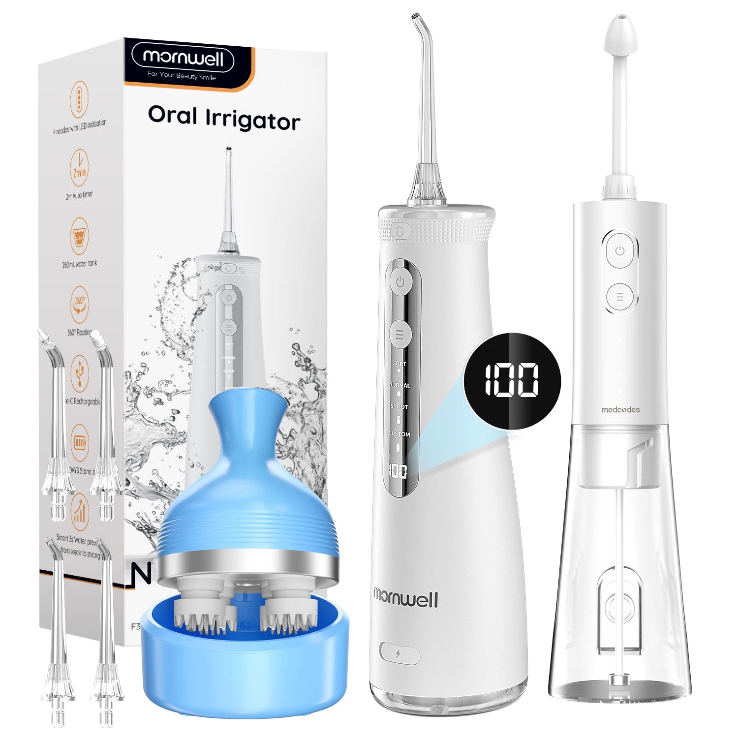 Portable Electric Water Flosser and Scalp Massager Set - 38