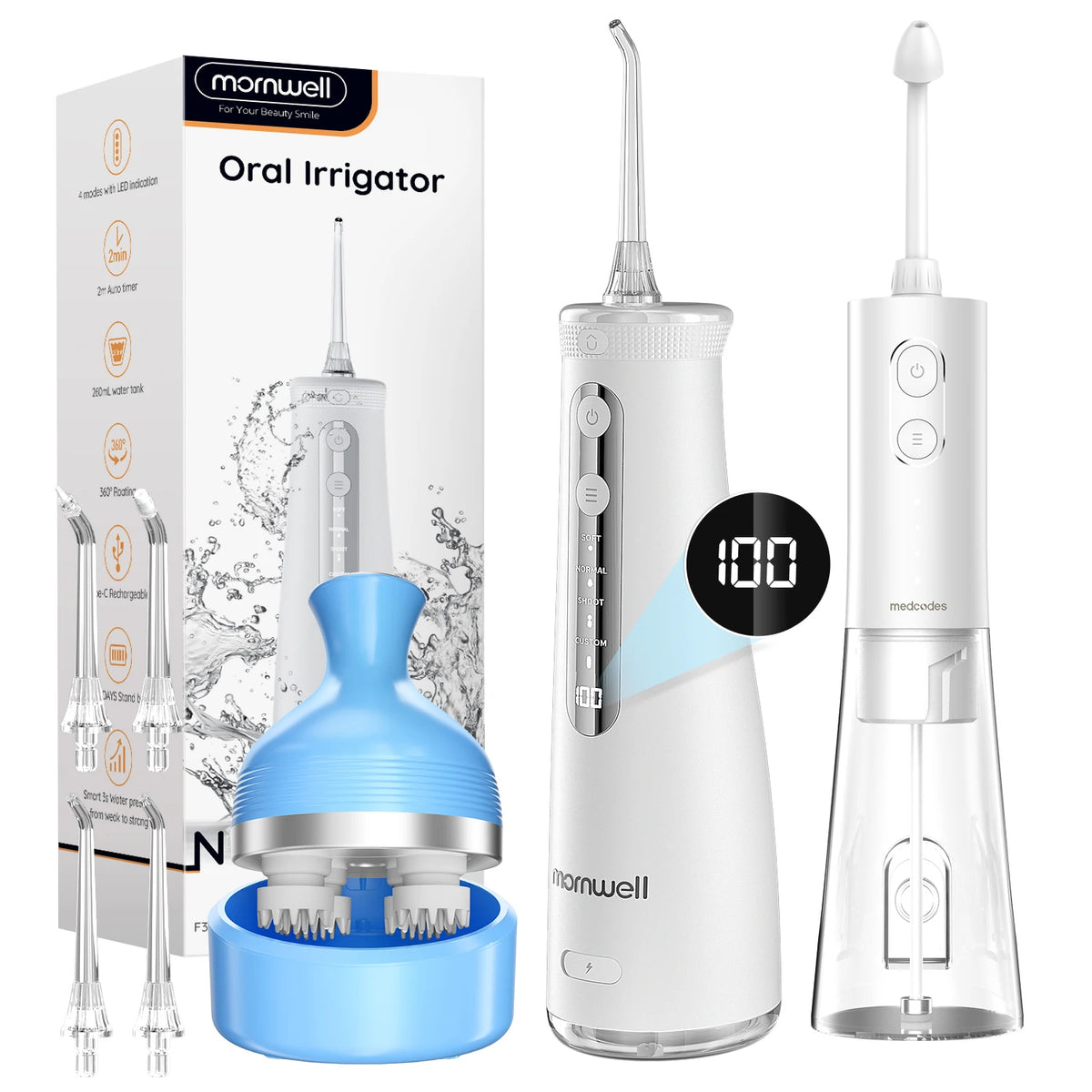 Portable Electric Water Flosser and Scalp Massager Set