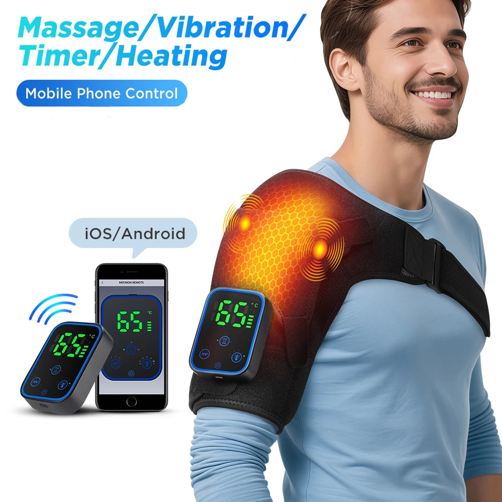 Wireless Heated Shoulder Massager with Vibration and App Control
