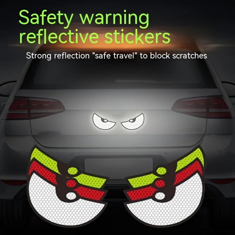 Reflective Devil Eye Car Decals for Enhanced Night Safety - 2