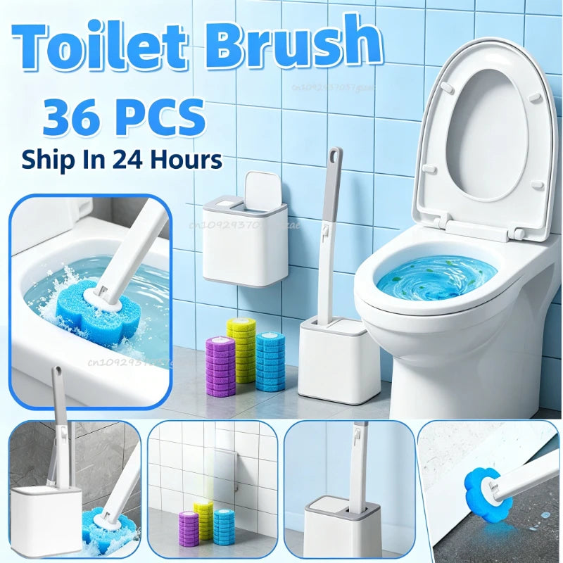 Disposable Toilet Brush with Wall-Mount Holder