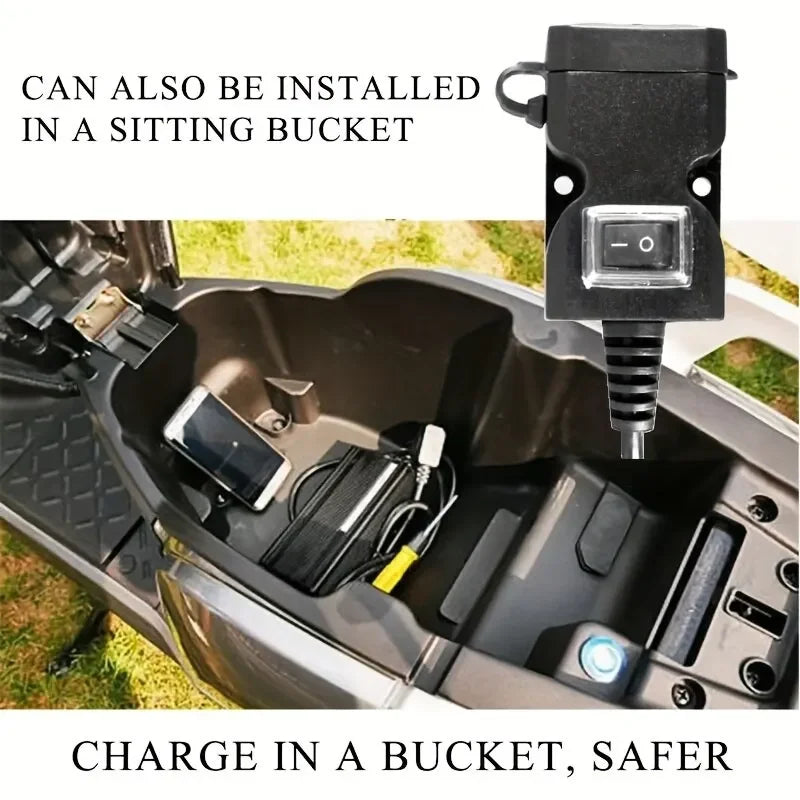 Dual USB Motorcycle Charger for Handlebars and Rearview Mirrors