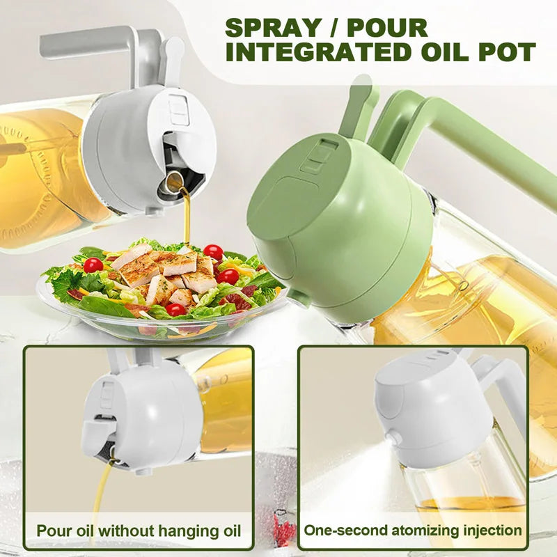 2-in-1 Dual Action Oil Spray and Pour Bottle for Kitchen Cooking