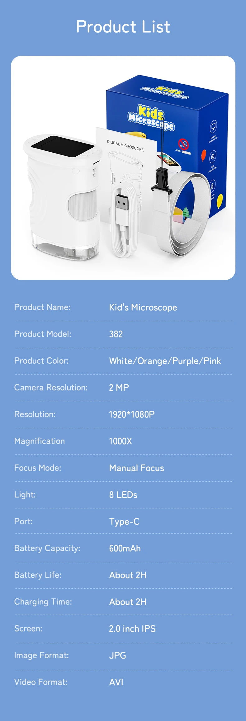 Digital Handheld Microscope for Kids