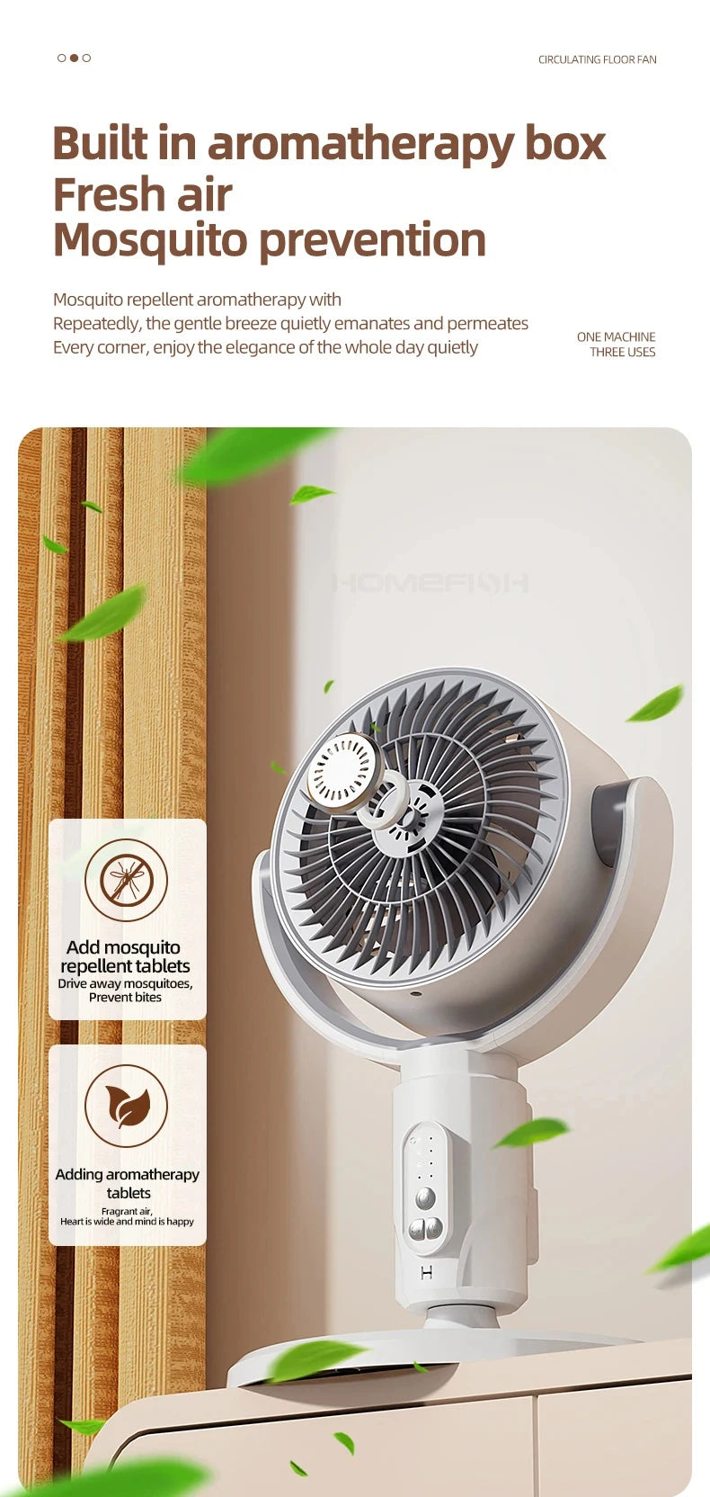 360 Degree Quiet Circulation Fan with Aromatherapy and Mosquito Repel - 18