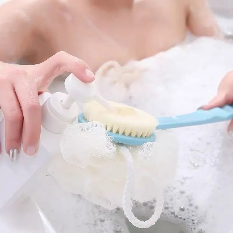 2-in-1 Long Handle Exfoliating Bath Brush and Shower Scrubber - 10