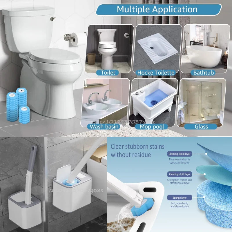 Wall-Mounted Disposable Toilet Brush with Long Handle - 2