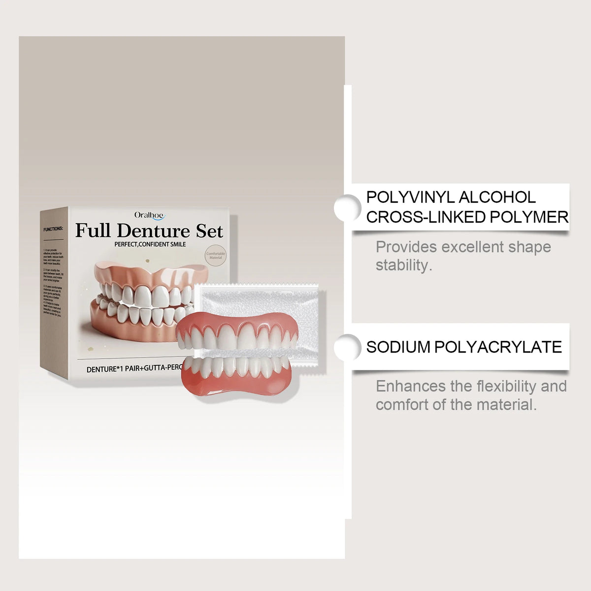 Temporary Silicone Denture Set for Instant Smile Restoration