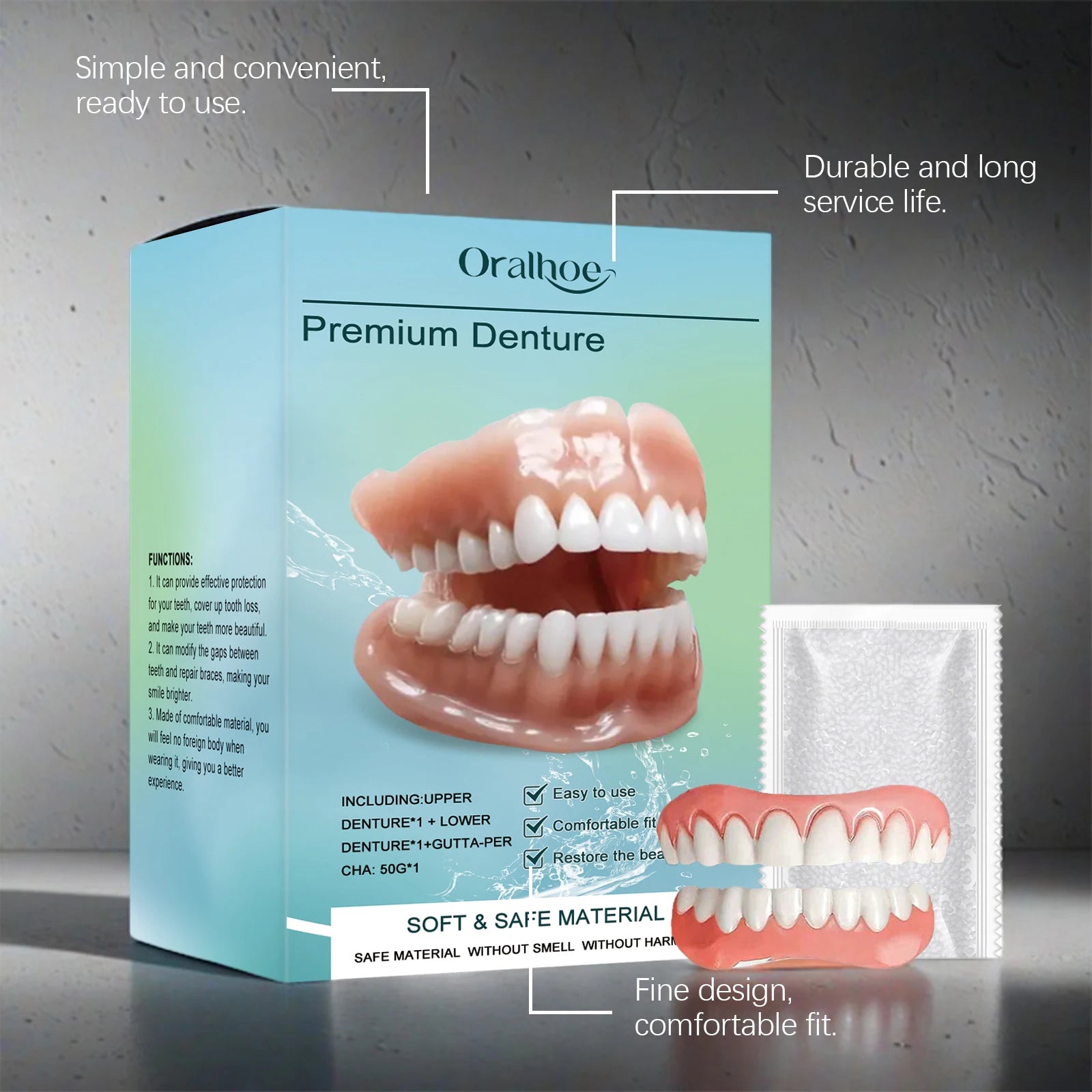 Temporary Silicone Cosmetic Denture Set for Smile Improvement - 11