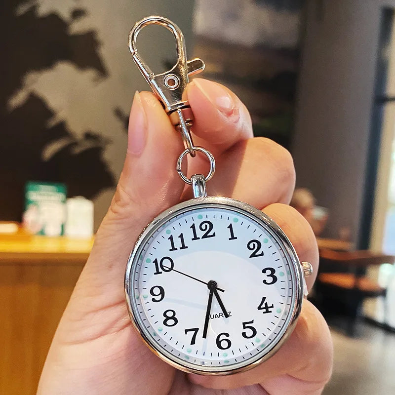 Portable Quartz Nurse Pocket Watch with Secure Keyring