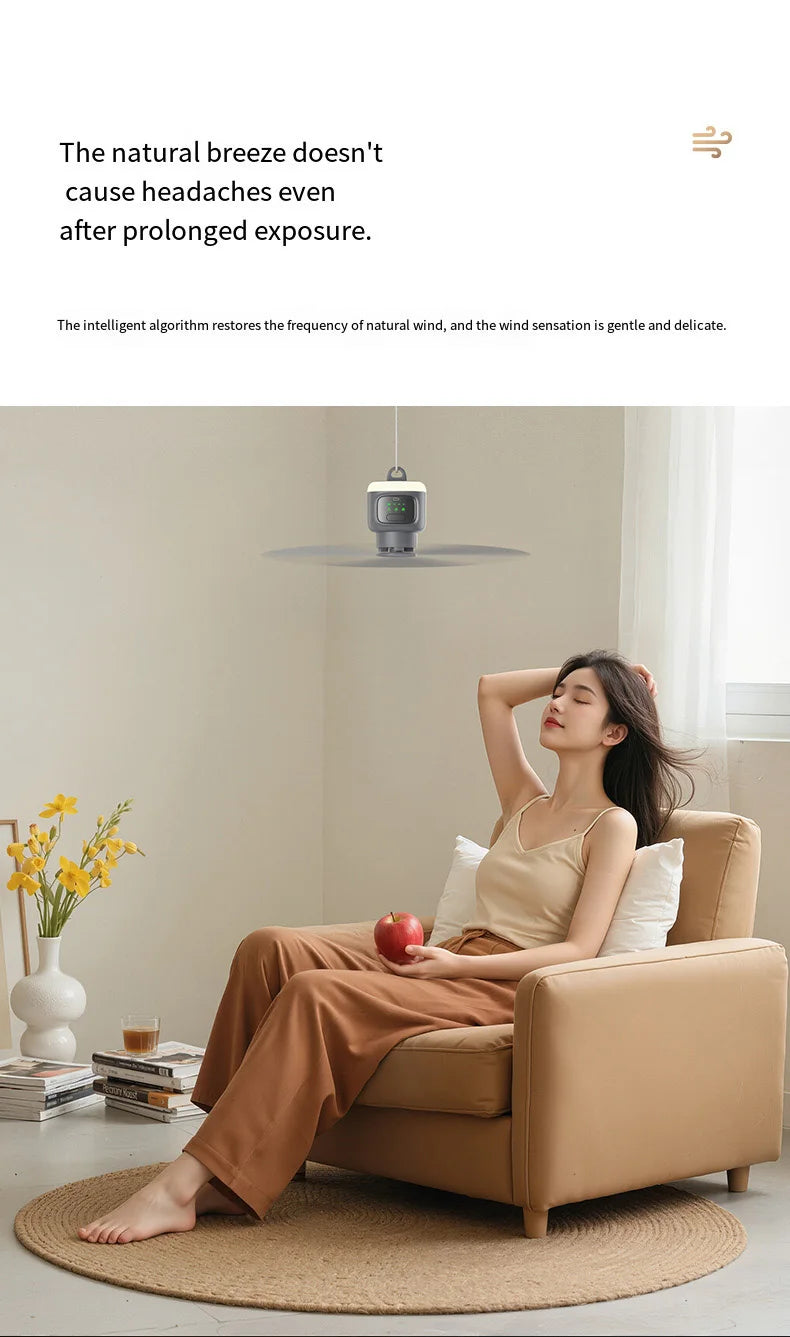 Portable Rechargeable Ceiling Fan with LED Light for Camping - 15