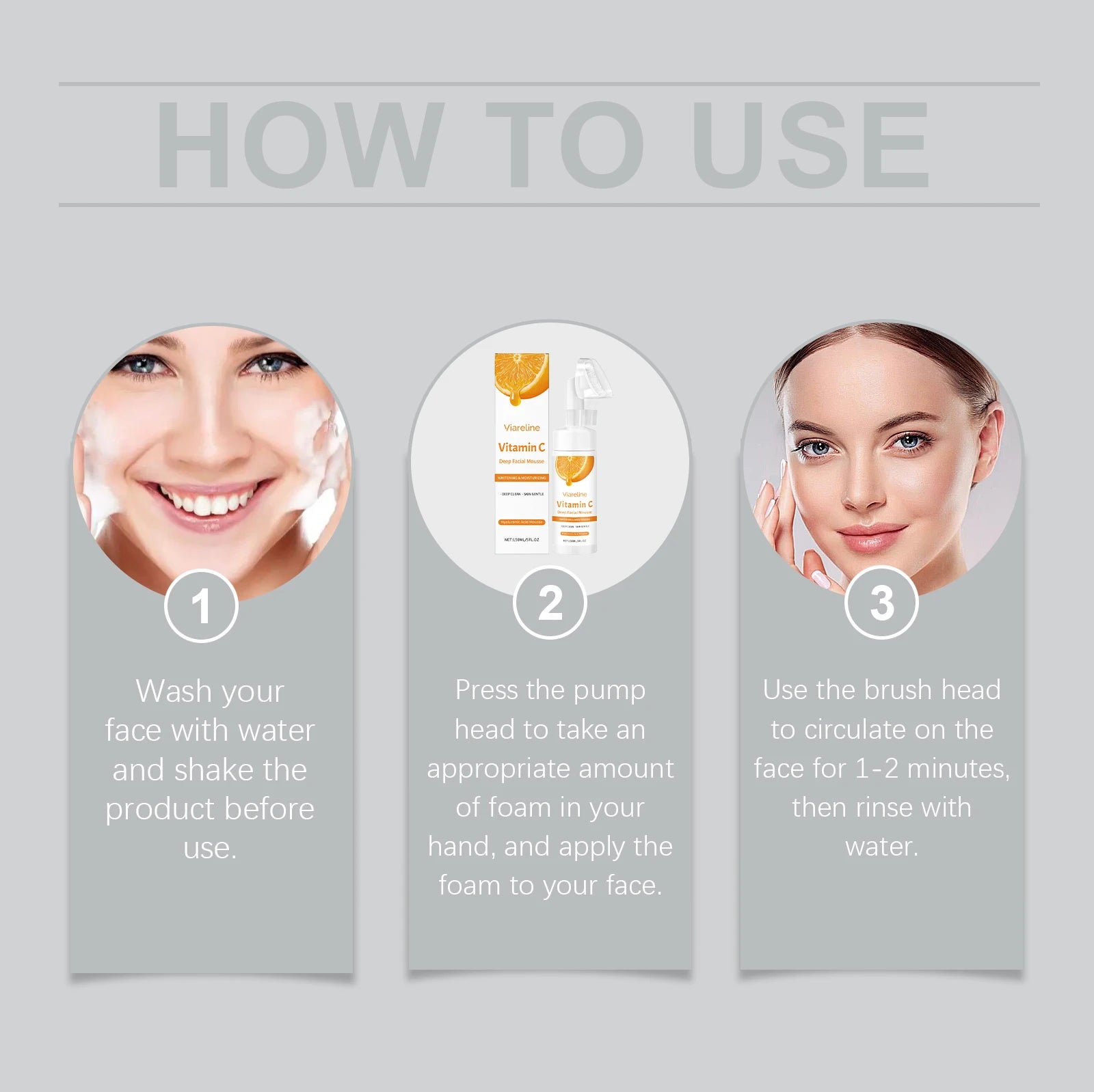 Vitamin C Brightening Facial Cleanser with Silicone Brush - 12