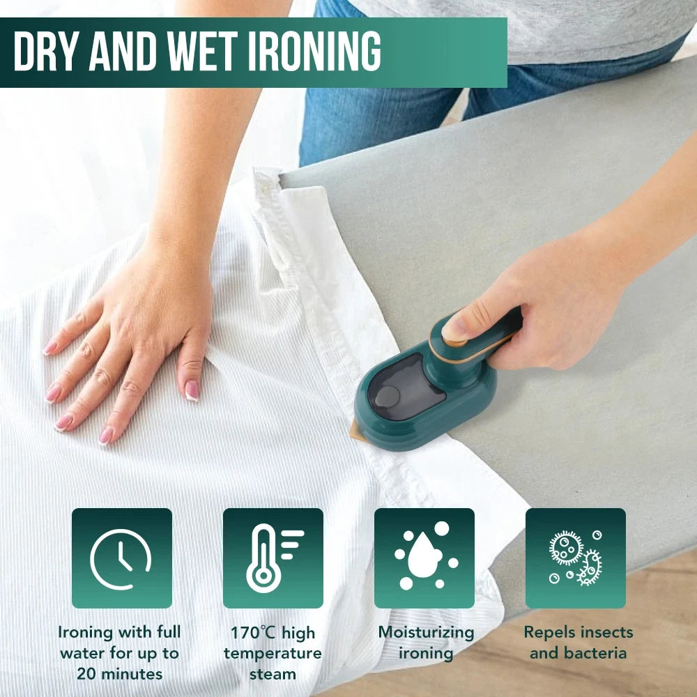 Portable 2-in-1 Rotatable Handheld Steam Iron for Travel