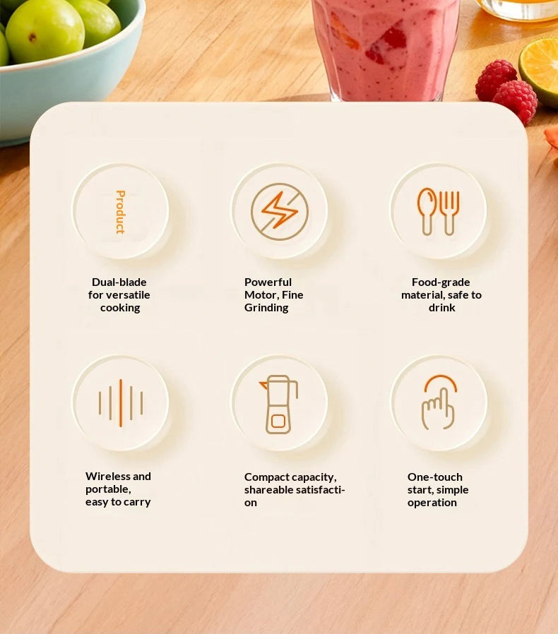 Portable Wireless Electric Fruit and Ice Blender