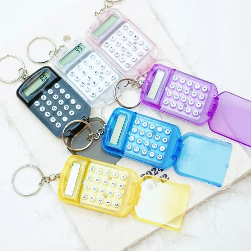 Portable Mini Transparent Flip Calculator with Keychain - 8
