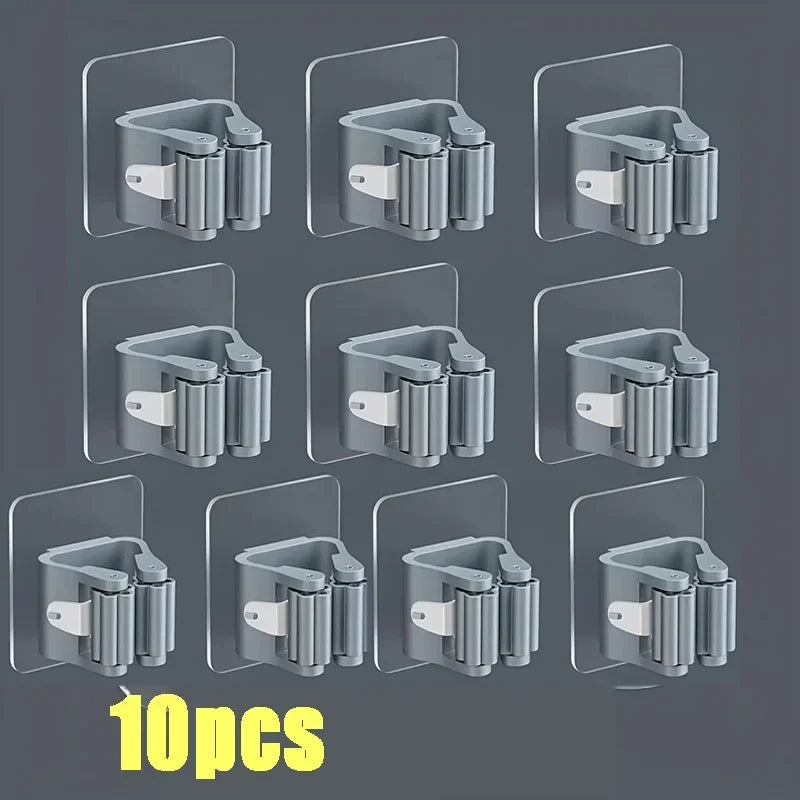 Wall Mounted Adhesive Mop and Broom Organizer Holder - 25