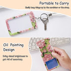 Floral Pattern ID Card Holder with Keychain