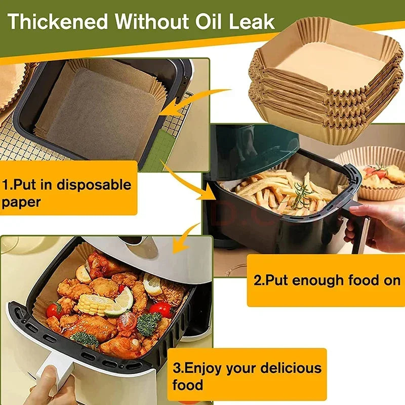 Disposable Non-Stick Air Fryer Parchment Paper Liners - 16