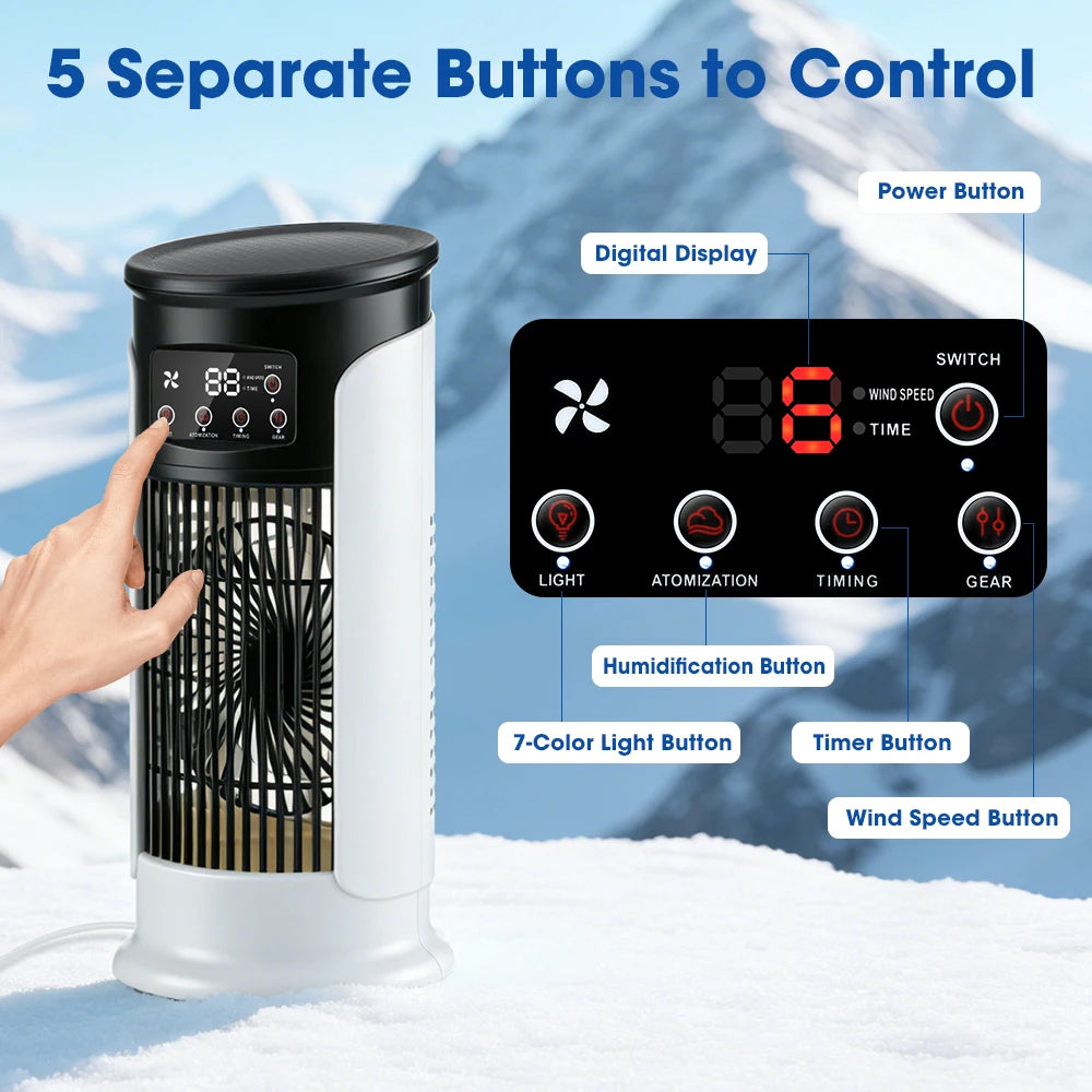 Portable Desktop Air Cooler and Humidifier with 6 Wind Speeds