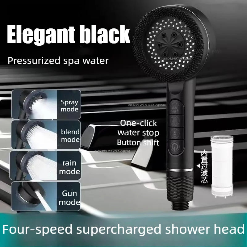 4-Mode High-Pressure Water Saving Handheld Shower Head