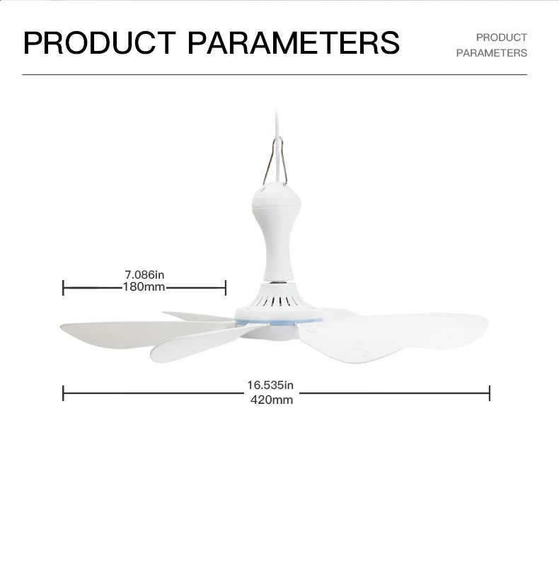 Portable USB Hanging Ceiling Fan for Camping and Dorms - 7