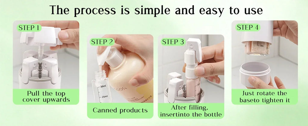 4-in-1 Portable Leak-Proof Travel Dispenser Bottle