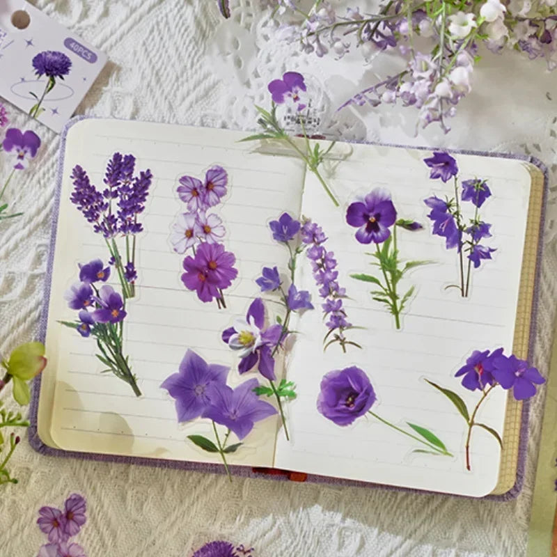 40-Piece Floral Sticker Set for Scrapbooking and Journaling