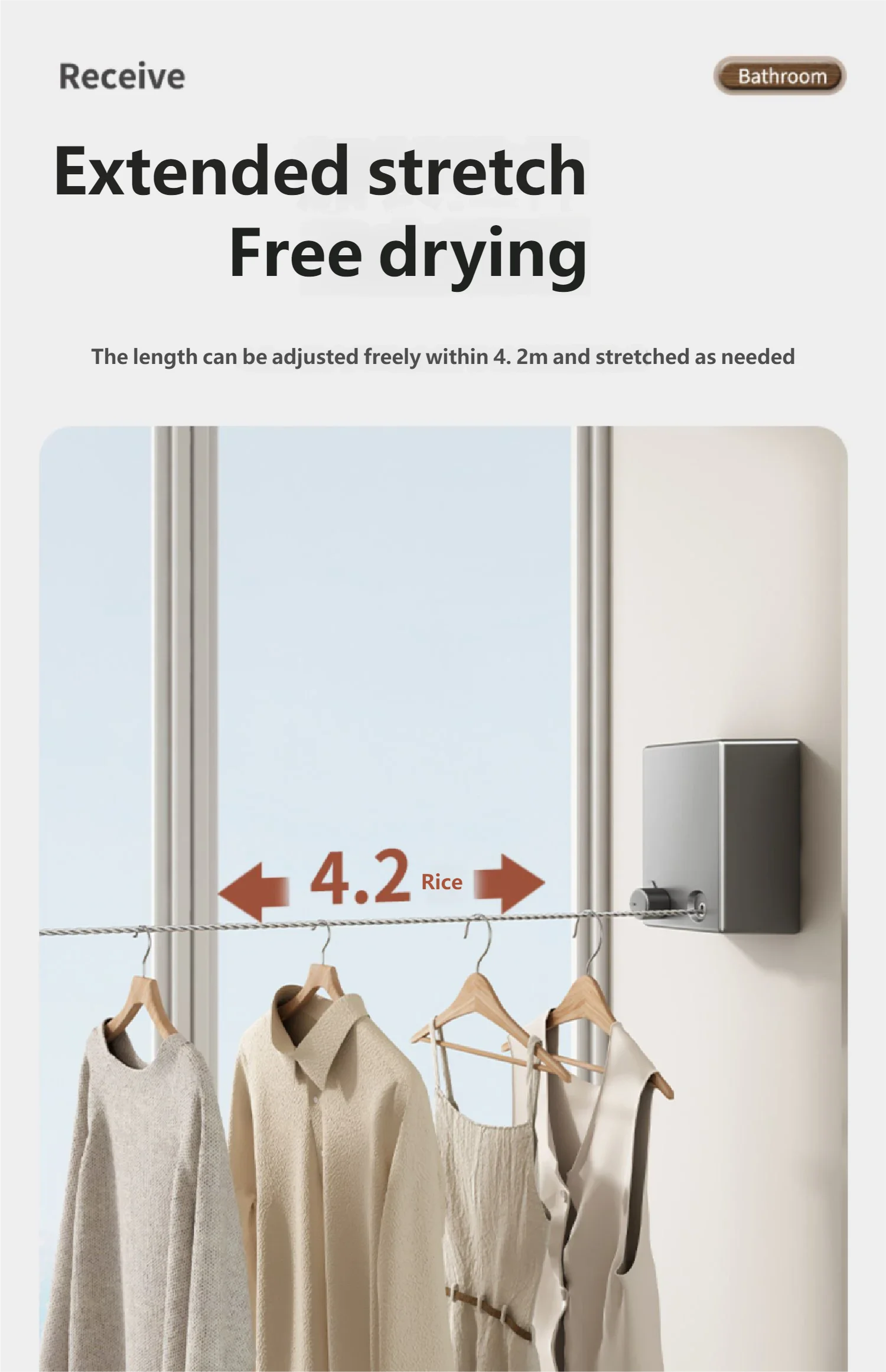 Wall Mounted Retractable Indoor Clothesline for Laundry Drying - 11
