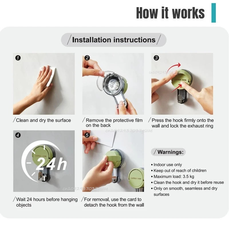 Heavy Duty Vacuum Suction Cup Wall Hook - 6