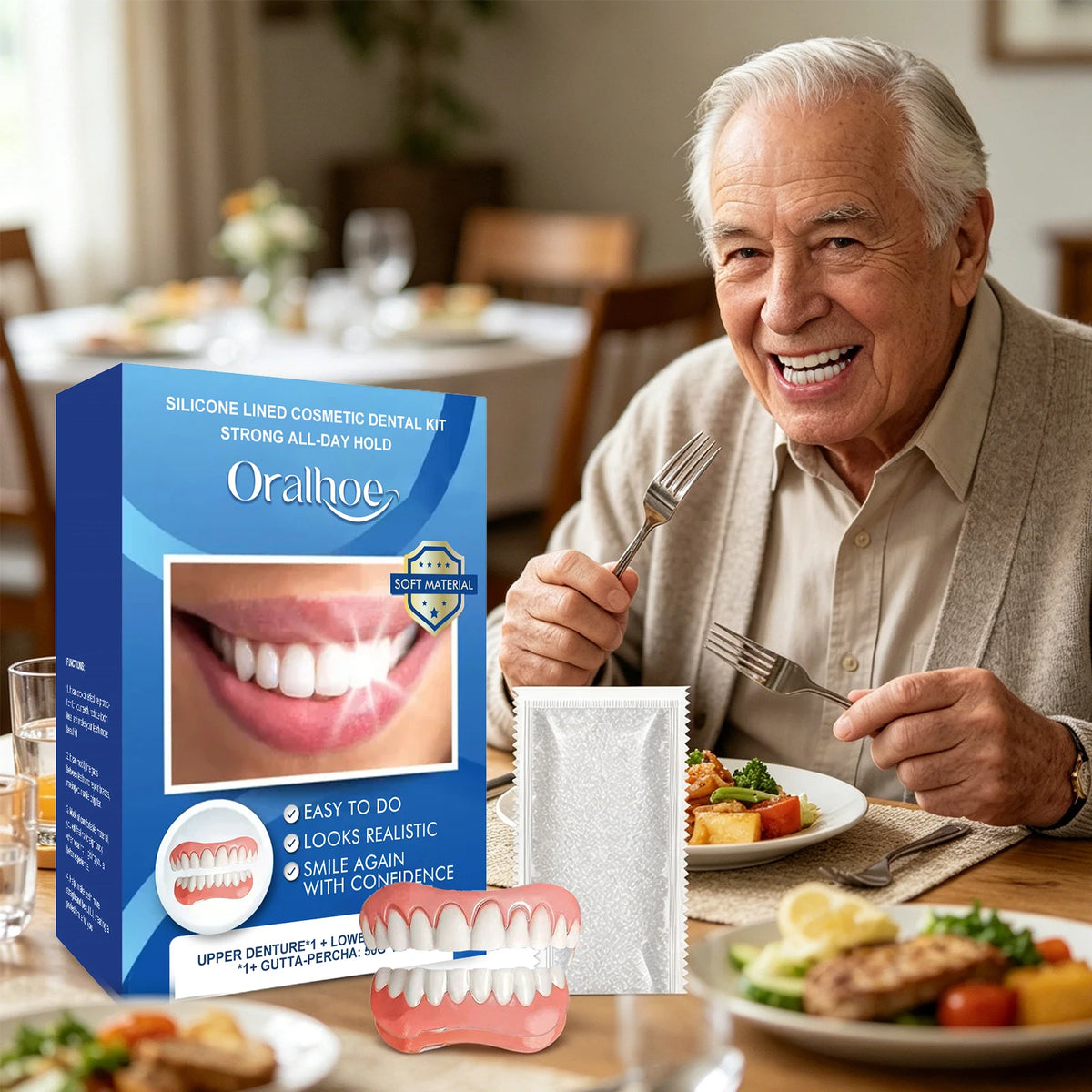 Natural Silicone Dentures for Instant Comfortable Smile