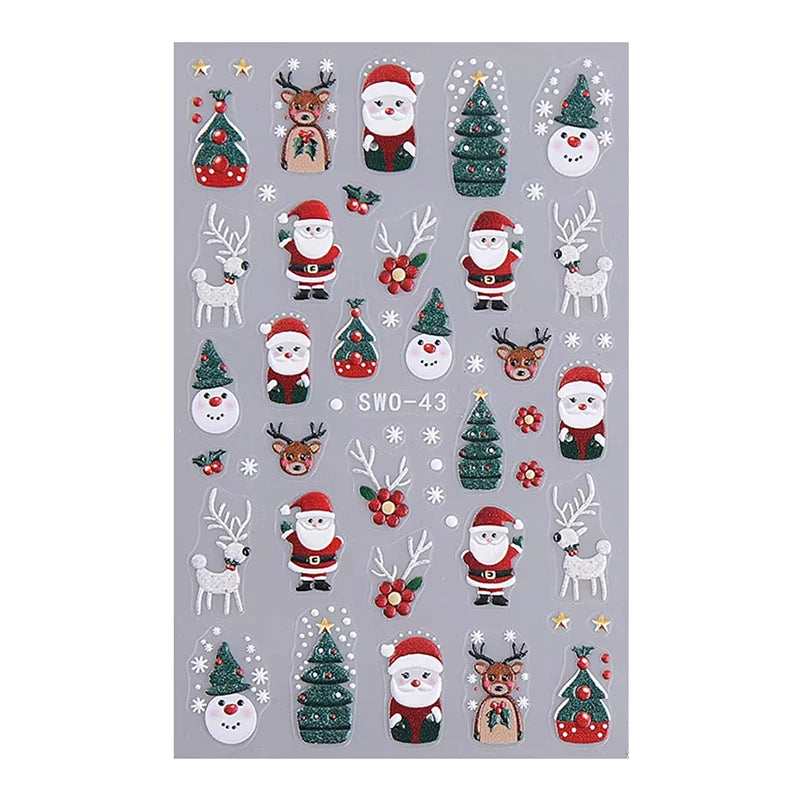 3D Christmas Cartoon Self-Adhesive Nail Art Decal Stickers