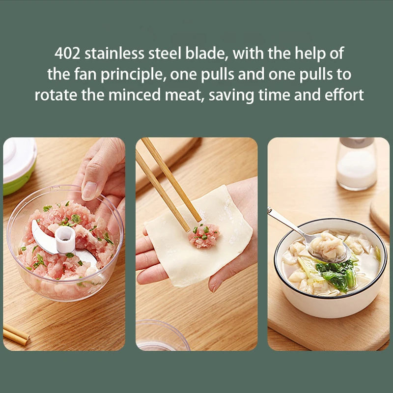 Manual Hand-Pull Vegetable Chopper and Garlic Grinder - 3