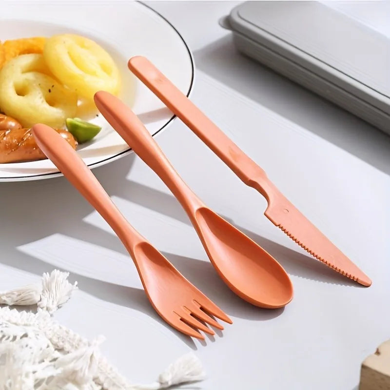3-in-1 Portable Reusable Travel Cutlery Set with Case - 7