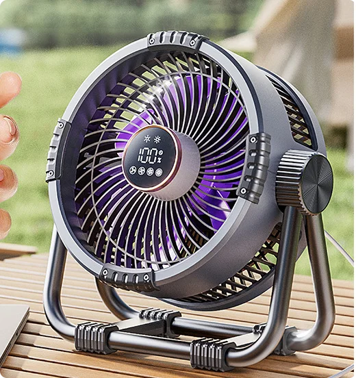 Portable Rechargeable Camping Fan with Night Light and Power Bank - 32