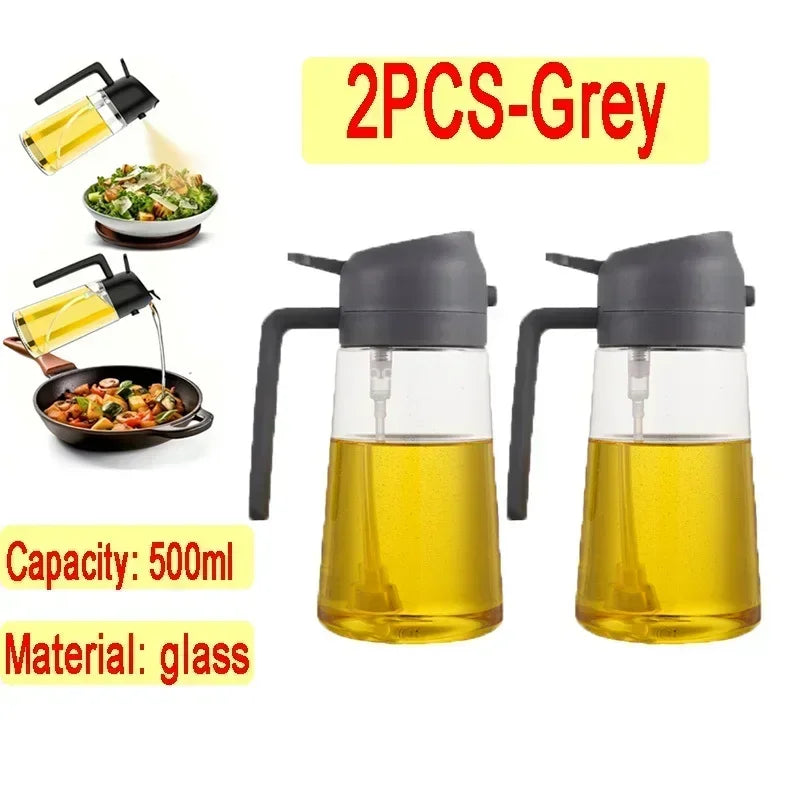2-in-1 Glass Oil Dispenser and Kitchen Spray Bottle