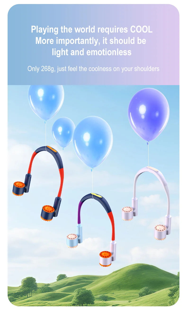 Portable Rechargeable Hands-Free Neck Fan for Travel and Sports